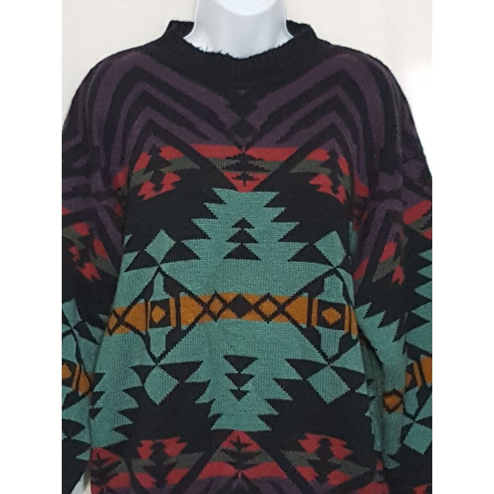 Kiyo Vintage Womens Pullover Sweater Size M‎ Long Sleeve Southwestern Crew Neck
